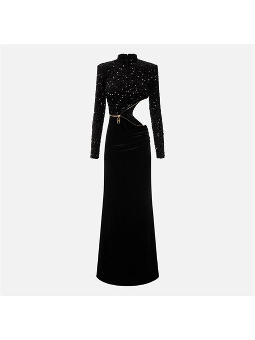 Abito red carpet in ciniglia ricamata con pailettes con cut-out ELISABETTA FRANCHI | AB73647E247E2110